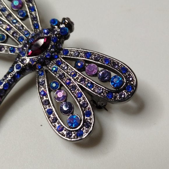 Blue And Purple Dragonfly Brooch - Picture 5 of 15